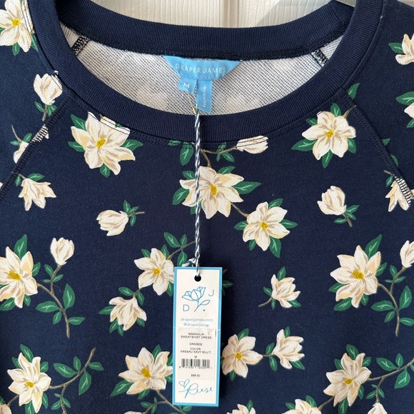 Draper James Magnolia Navy Floral Sweatshirt Dress - Picture 2 of 4